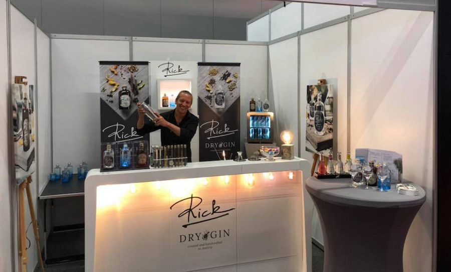 Promotional counter with special lighting.